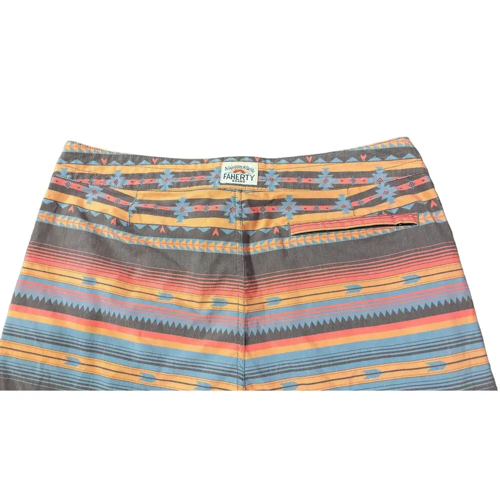 Faherty Doug Good Feather Native Design Board Shorts Swim Surf Men’s Size 32